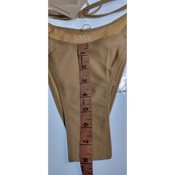 SAME Los Angeles Swim Bikini Set 2Pc Triangke Top High Weist Bottom Beige SZ M - Picture 9 of 9